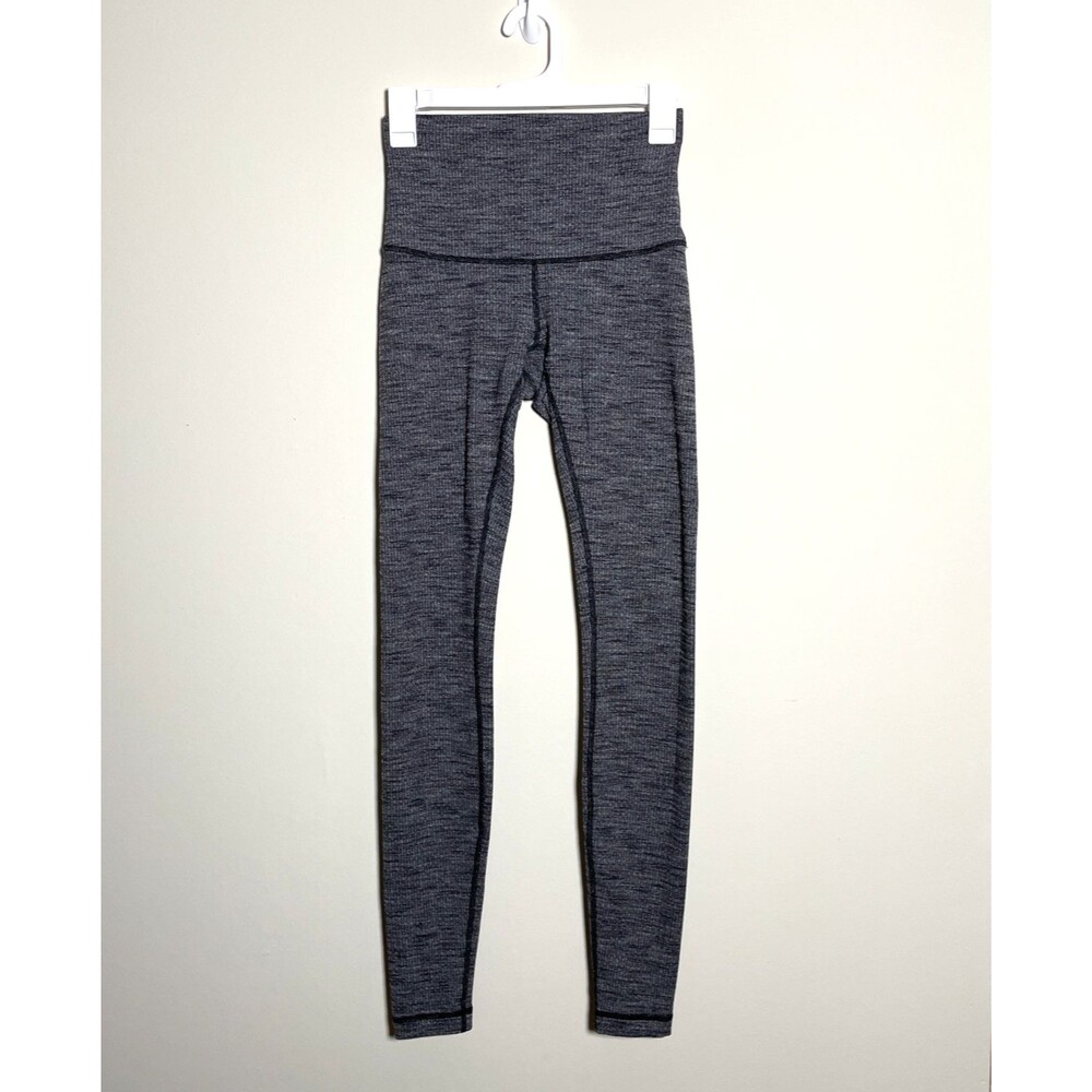 Lululemon Wunder Under Pant Hi-Rise 31" Luon Variegated Knit Heathered Black 4 - Picture 2 of 8